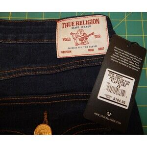 True Religion WOMENS 29/30 X 33 Joey Studs SN Flap Flare MID RISE DIST Jeans NWT